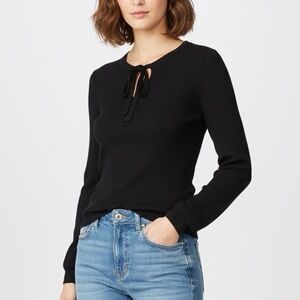 Harold's Classic Black Tie-Neck Blouse
